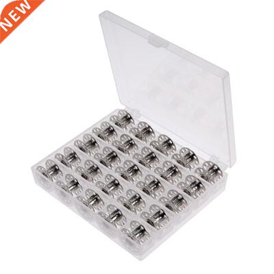 25Pcs Clear Empty Bobbins Spool Case With 25 Grid Storage Ca