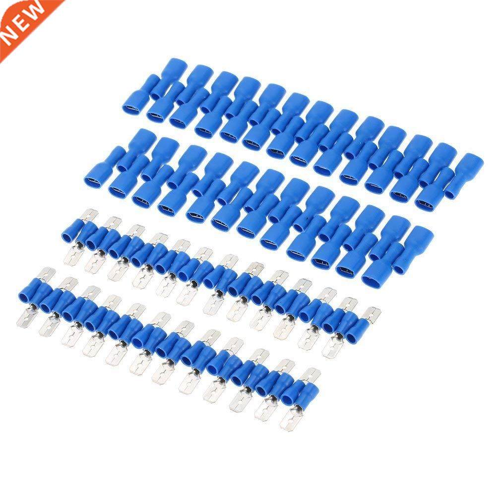 100PCS blue FDFD MDD 16-14AWG Insulated Spade Crimp Wire Cab