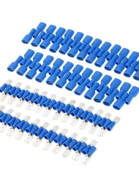 100PCS blue FDFD MDD 16-14AWG Insulated Spade Crimp Wire Cab