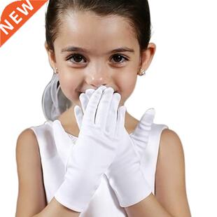 Kids Gloves White Short Satin Feel Boy Hold Flower Girl