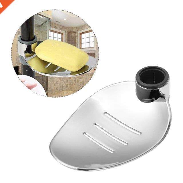 Plastic Soap Dish Holder Adjustable Shower Rod Slide Bathroo