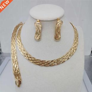 Africa Nigeria Jewelry Fashion Dubai Gold Jewelry Set Neckla