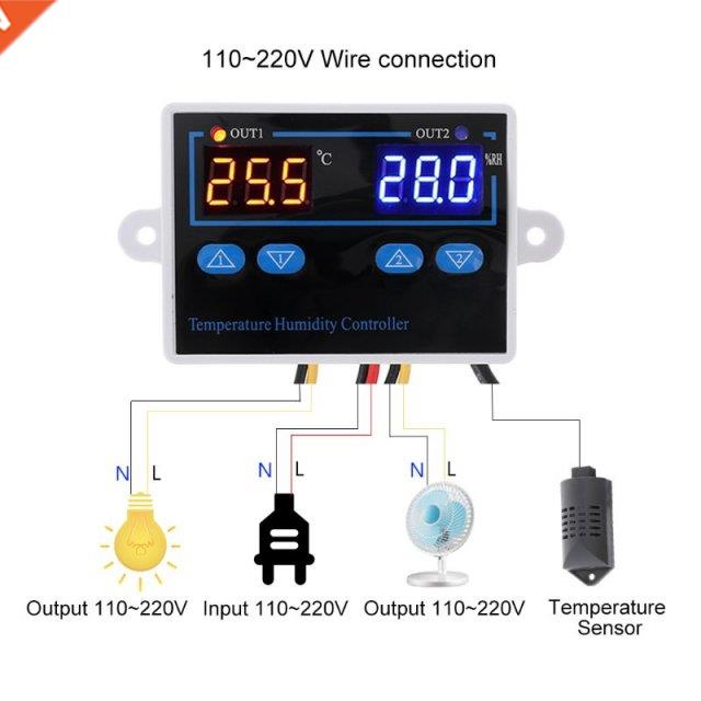 12VDC 110~220VAC Digital Thermostat Humidity Controller Egg