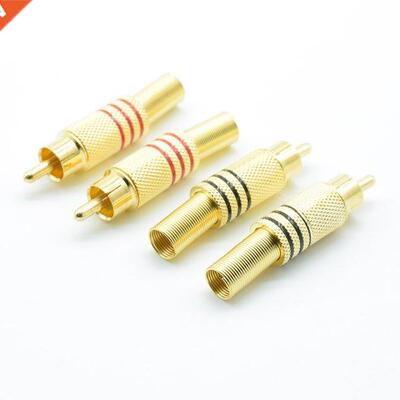 4Pcs/2pairs Gold Plated RCA Connector Plug Audio Male Connec