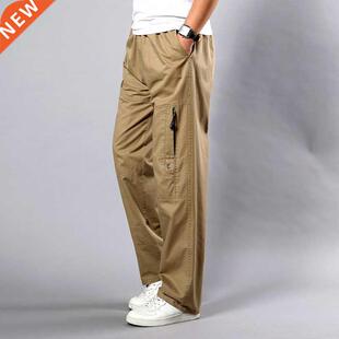 Summer Men's Khaki Pants Large Size Straight Fit Big