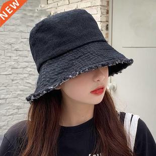 Hats Foldable Fisherman Women Flat Bucket Washed Bucke Denim