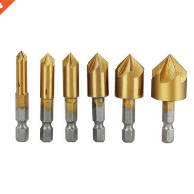 6PCs Countersunk Bits 1/4 Hexagon Shank Hss 5 Blade Counter