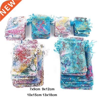 Wholesale 10/20/50Pcs 4 Sizes Drawstring Organza Bags White&