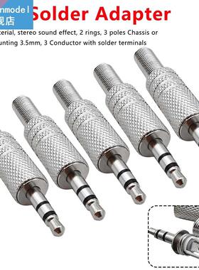 5pcs Stereo Metal Poles 3.5 Plug Jack Adapter With Spring