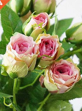 4 Heads Artificial Flowers Long Stem Wedding Decoration Silk