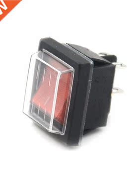 1pcs Red Button Rocker Switch With Cover 4 Plugs 16A 250V El