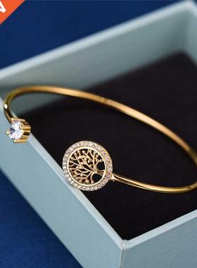 Dainty Female White Zircon Stone Bracelet ree Of Life Adjust