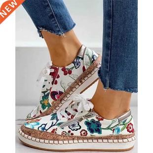 Women Sneakers Lady Vulcanized Shoes Elegant Floral Printed