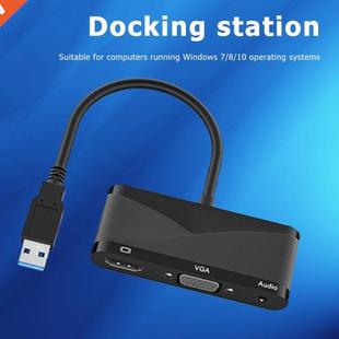 HDMI compatible Adapter USB Audio Dock 3.0 3.5 VGA