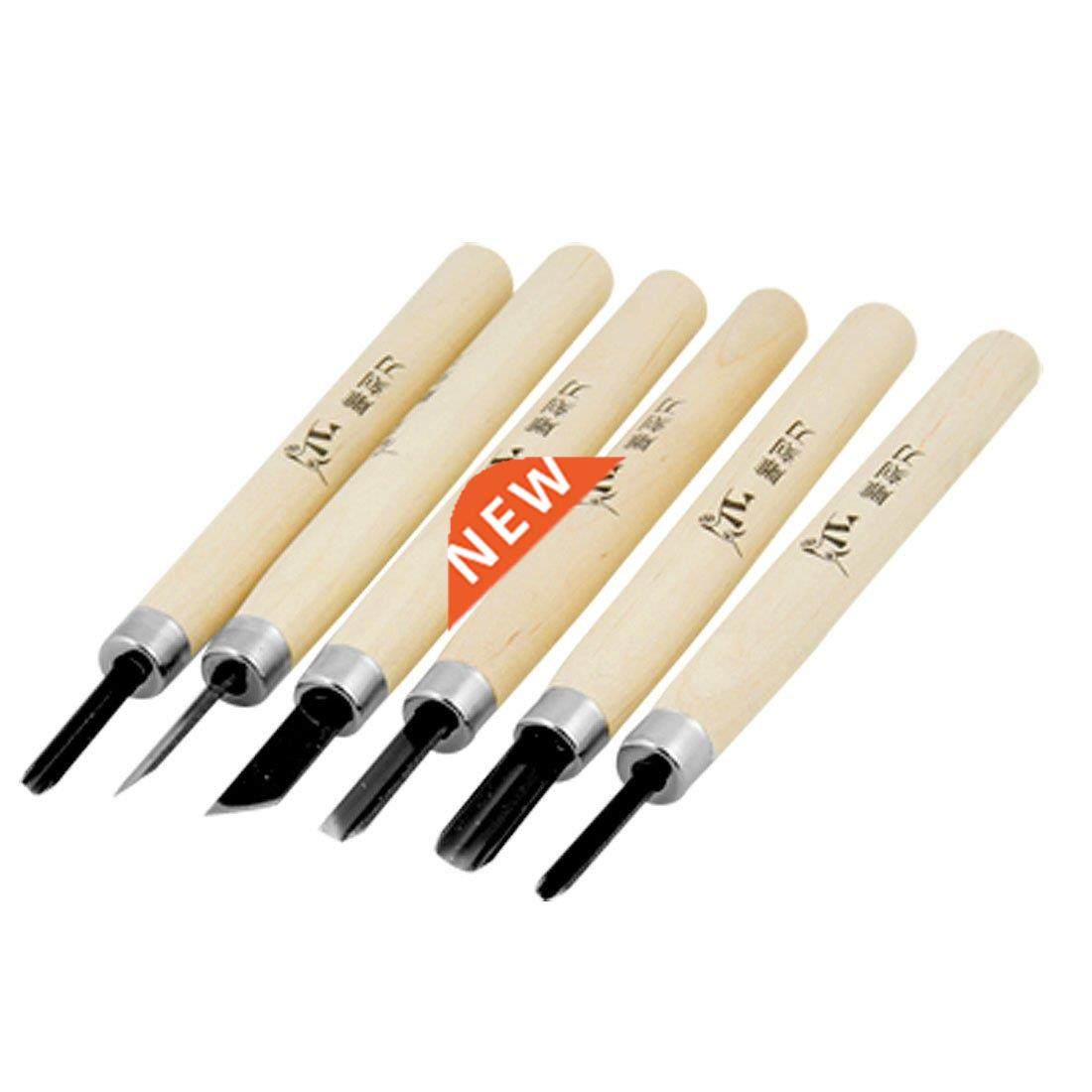 Wood Handle Carving Gouges Carpentry Chisel Tools 6 Pcs