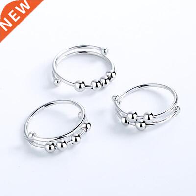 New Fidget Beads Rings for Women Men Rotate Freely Anti Sres