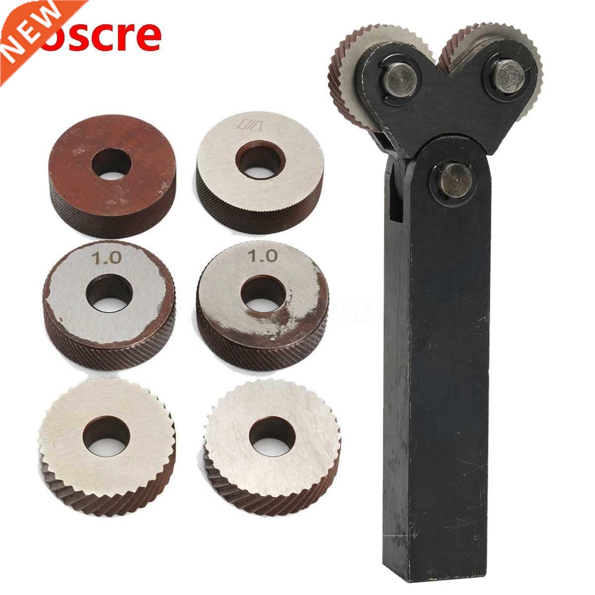 7pcs Steel Dual Wheel Knurling Tool Set with Diagonal Linear