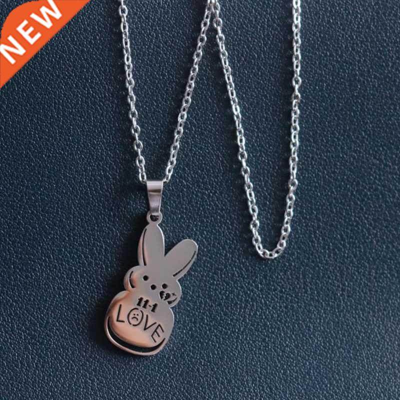 Kpop Lil Peep Love Rabbit Pendant Necklaces Beads Neck Chain