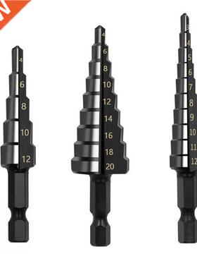 3Pcs 3-12mm 4-12mm 4-20mm HSS Step Drill Bit 1/4 Shank High