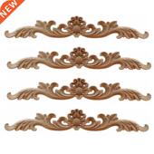 and Onlays Unpainted 4Pcs Decorative Appliques DIY Woo Wood