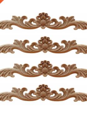 4Pcs Wood Appliques and Onlays, Unpainted DIY Decorative Woo