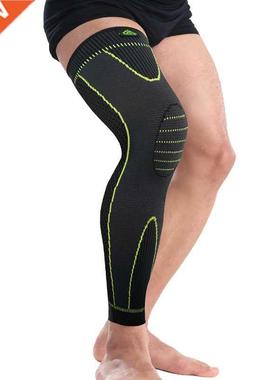 Hot elastic yellow-green stripe sports lengthen knee pad leg