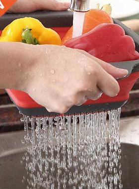 2-In-1 Rice Washer Silicone Sieve Fruit Bowl Folding Clean M