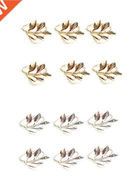 6Pcs Fall Leaves Napkin Rings Christening Metal Wedding Gift