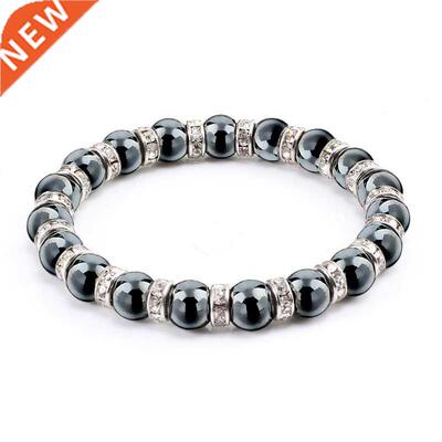 Natural Hematite Beads Bracelets Men No-Magnetic Health Prot