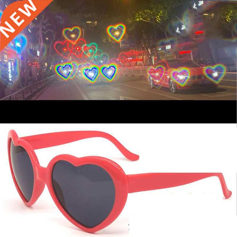 Love Heart Shape Sunglasses Women PC Frame Light Change Love