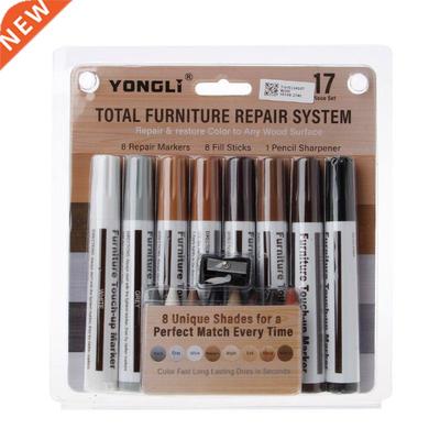17Pcs Furniture Touch Up Kit Markers & Filler Sticks Woo