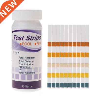 50pcs Water Test Strips 5 in1 Pool Spa pH Chlorine Alkalinit