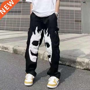 Skull Embroidery Pockets Cargo Pants Harajuku Men and Women