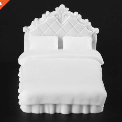 5Pcs 1:25 Scale European Double Bed Model Plastc Whte Bedr