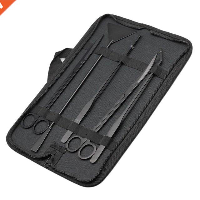 5Pcs/Set Black Metal Tweezers Scissor Spatula Aquarium Tank