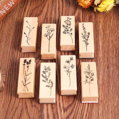 1PC Retro Grass Plants Stamps Rubber Wooden Standard Crafts