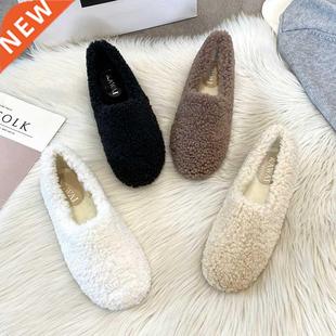 femme winter cotton Luxury women moccasins shoes Lambwool