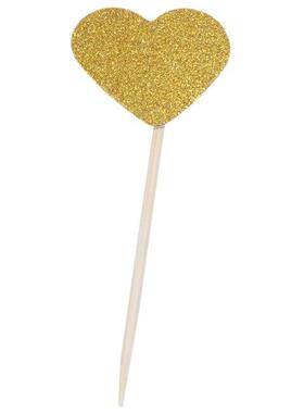 40 Pieces / Set Of Golden Bling Heart Shape Insert Card With