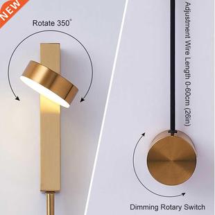Led indoor wall lamps rotation dimming switch led wall light