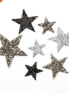 4/6/8cm Hotfix Jet Hematite Star Rhinestone Mixed Embroidere