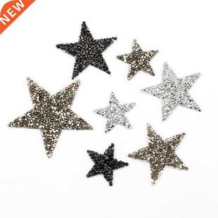 Hotfix Jet Mixed Embroidere Rhinestone 8cm Star Hematite
