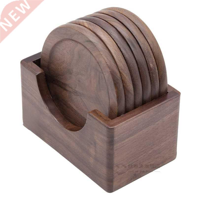 High Class Japan Style Black Walnut Table Coaster 7pcs Wood