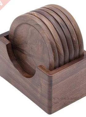 High Class Japan Style Black Walnut Table Coaster 7pcs Wood