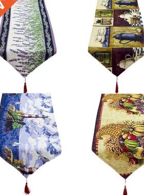 Christmas Linen Tablecloth Lighthouse Pumpkin Table Runner M