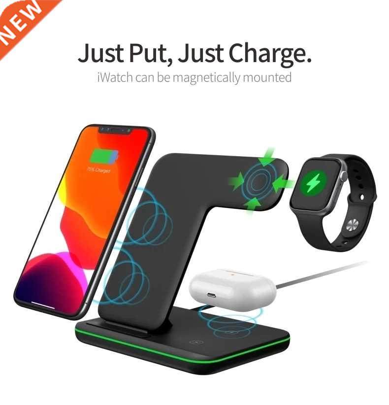 Wireless Charger Stand 15W Qi Fast Charging Station Dock for