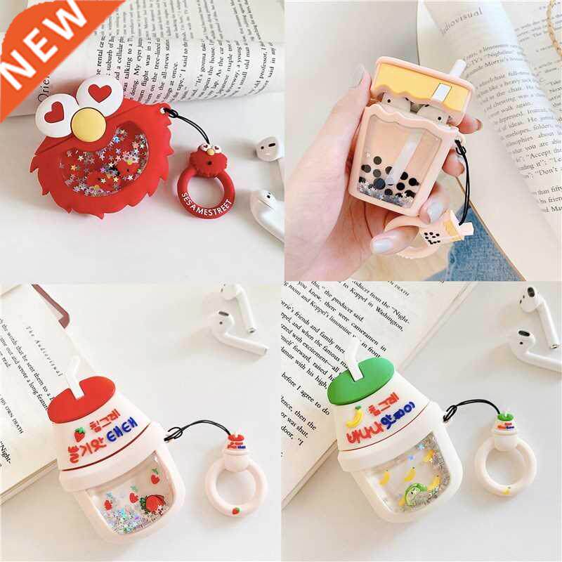 new cute quicksand bubble tea for airpods case soft silicon