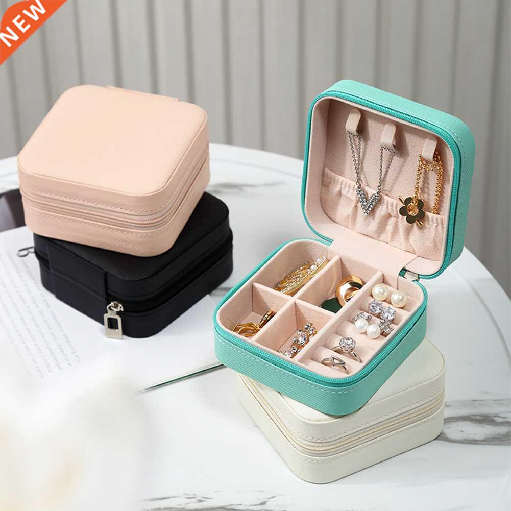 Jewelry Box Portable orage Organizer Earring Holder Zipper