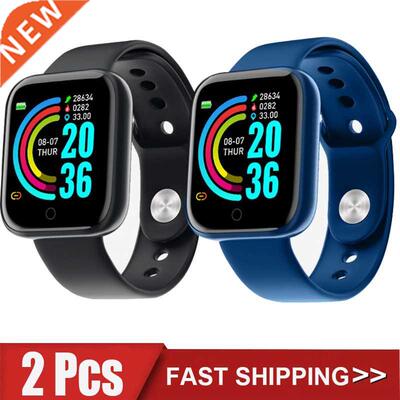 2Pcs D20 Smart Watch Men Women Digital Watches Bluetooth Spo