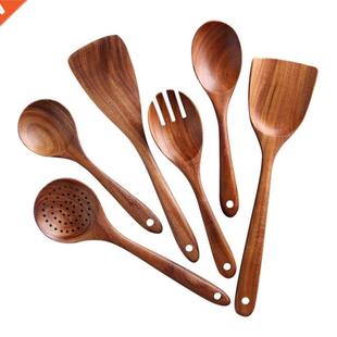 Solid Spoon Spatula Kitchen Spat Teak Cooking Wood