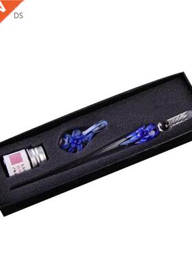 gift Glass Dip Crystal Pen Signature Ink Flower for Writing